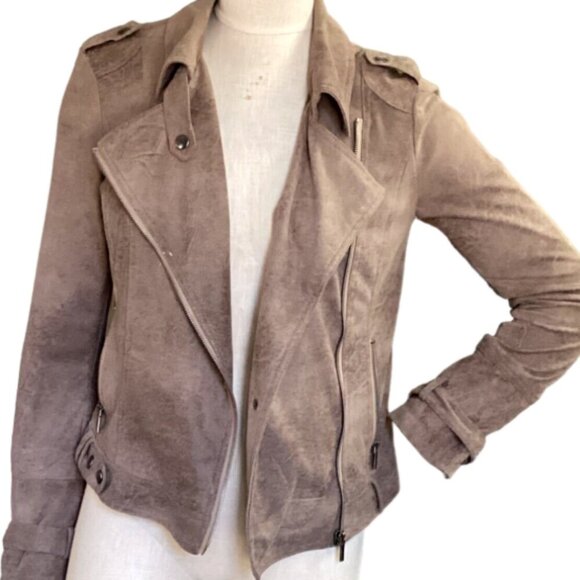 BNCI by blanc noir Faux Suede Moto Jacket Sz S  #56G - Picture 4 of 10